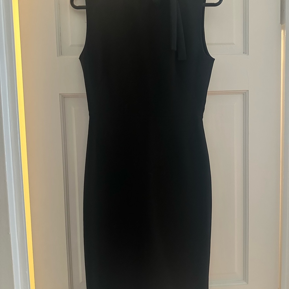 Zara Black Midi Dress with Bow Detail
